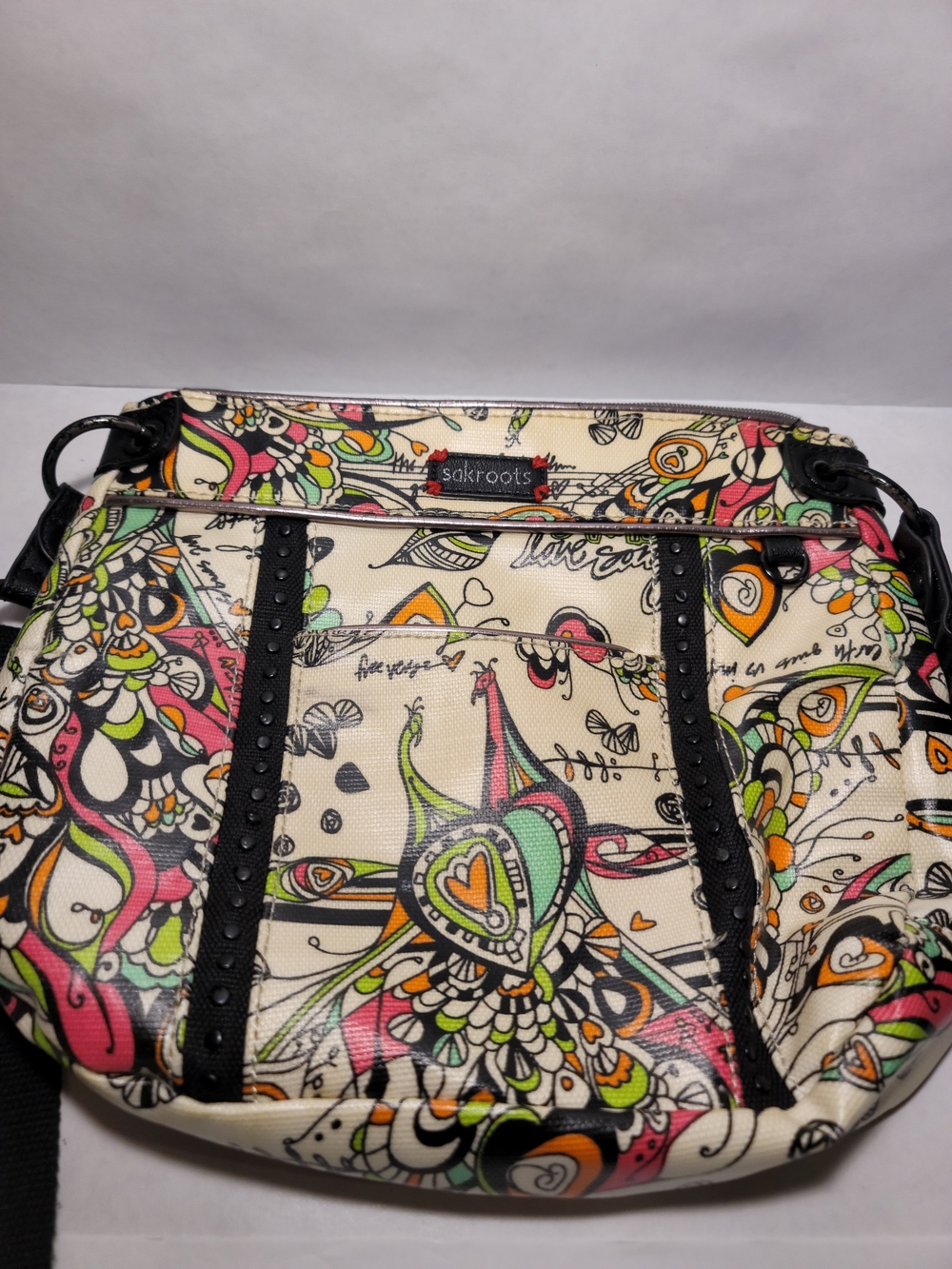 Sakroots Cream Floral-Print Crossbody Bag